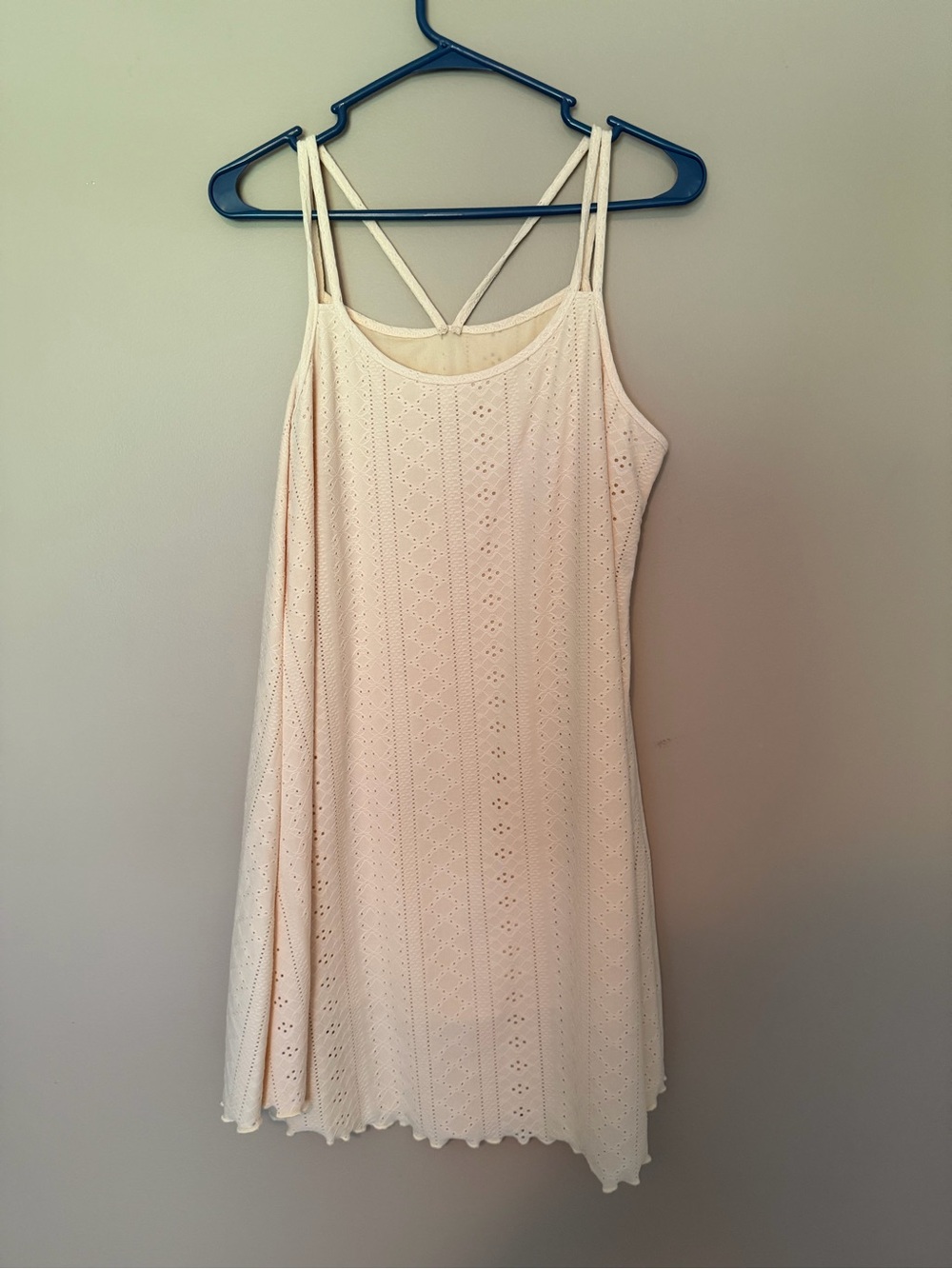 SHEIN Pale Yellow Eyelet Wrap Dress